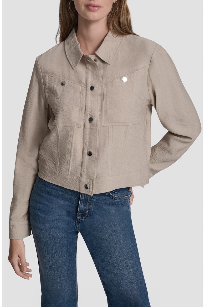 Twill Trucker Jacket, Main, color, PEBBLE