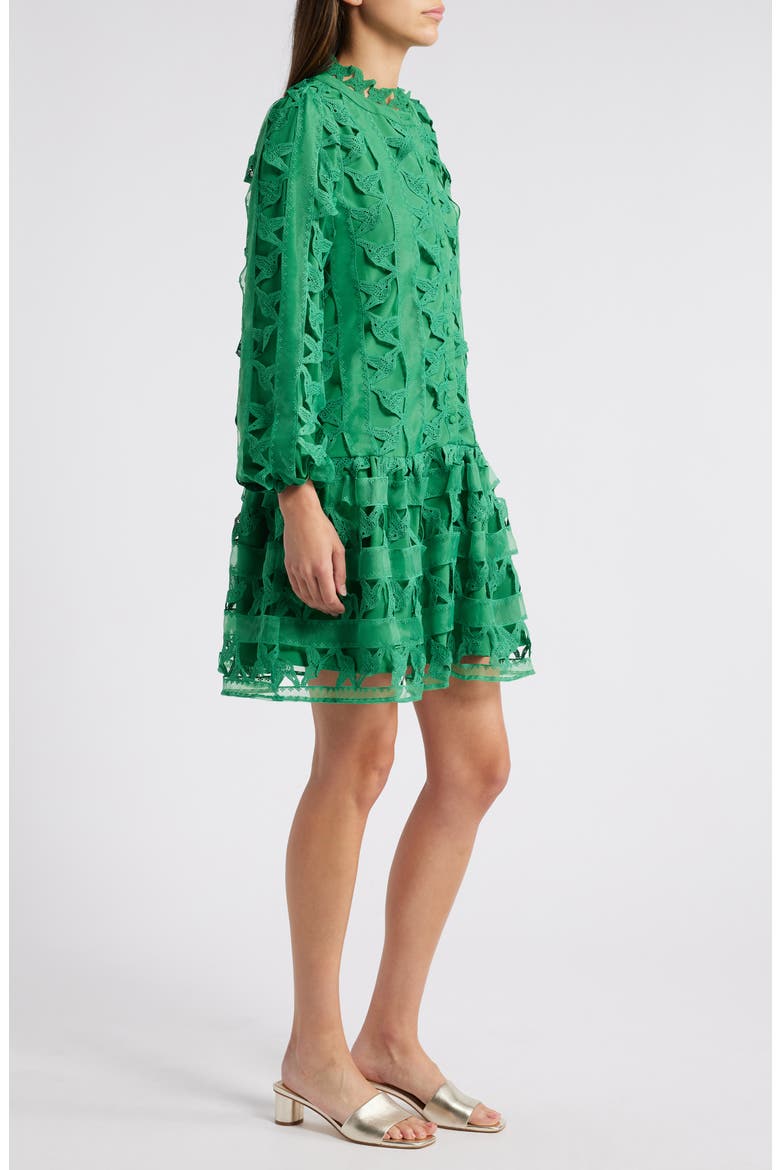 Wylla Humbird Lace & Organza Drop Waist Dress, Alternate, color, MALACHITE GREEN