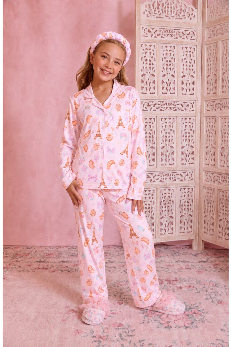 Kids' Paris 3-Piece Pajamas & Headband Set, Alternate, color, POWDER PINK