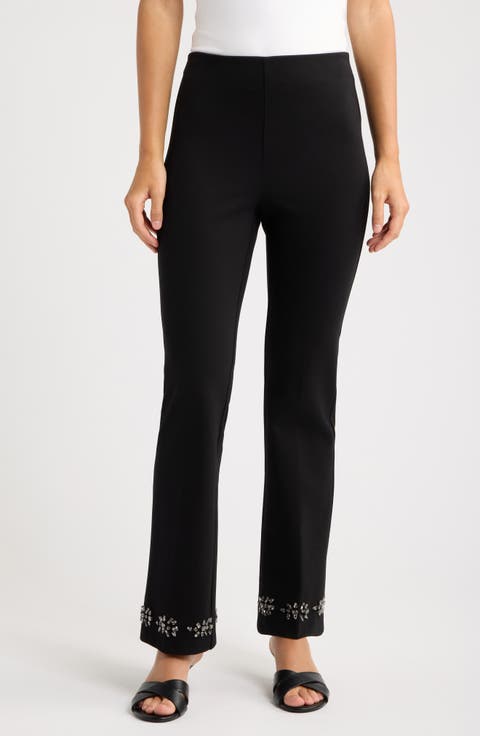 Embellished High Waist Ankle Flare Pants