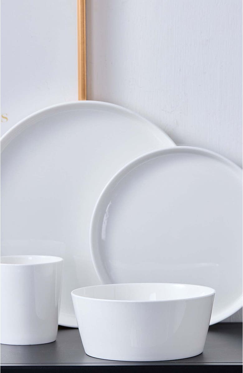 Stone Lain Madeline Bone China 16-Piece Dinnerware Set, Alternate, color, White