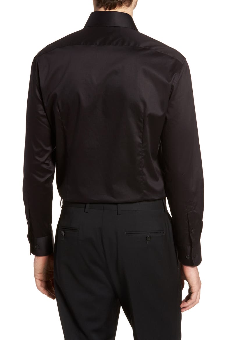 Slim Fit Stretch Solid Dress Shirt, Alternate, color, BLACK