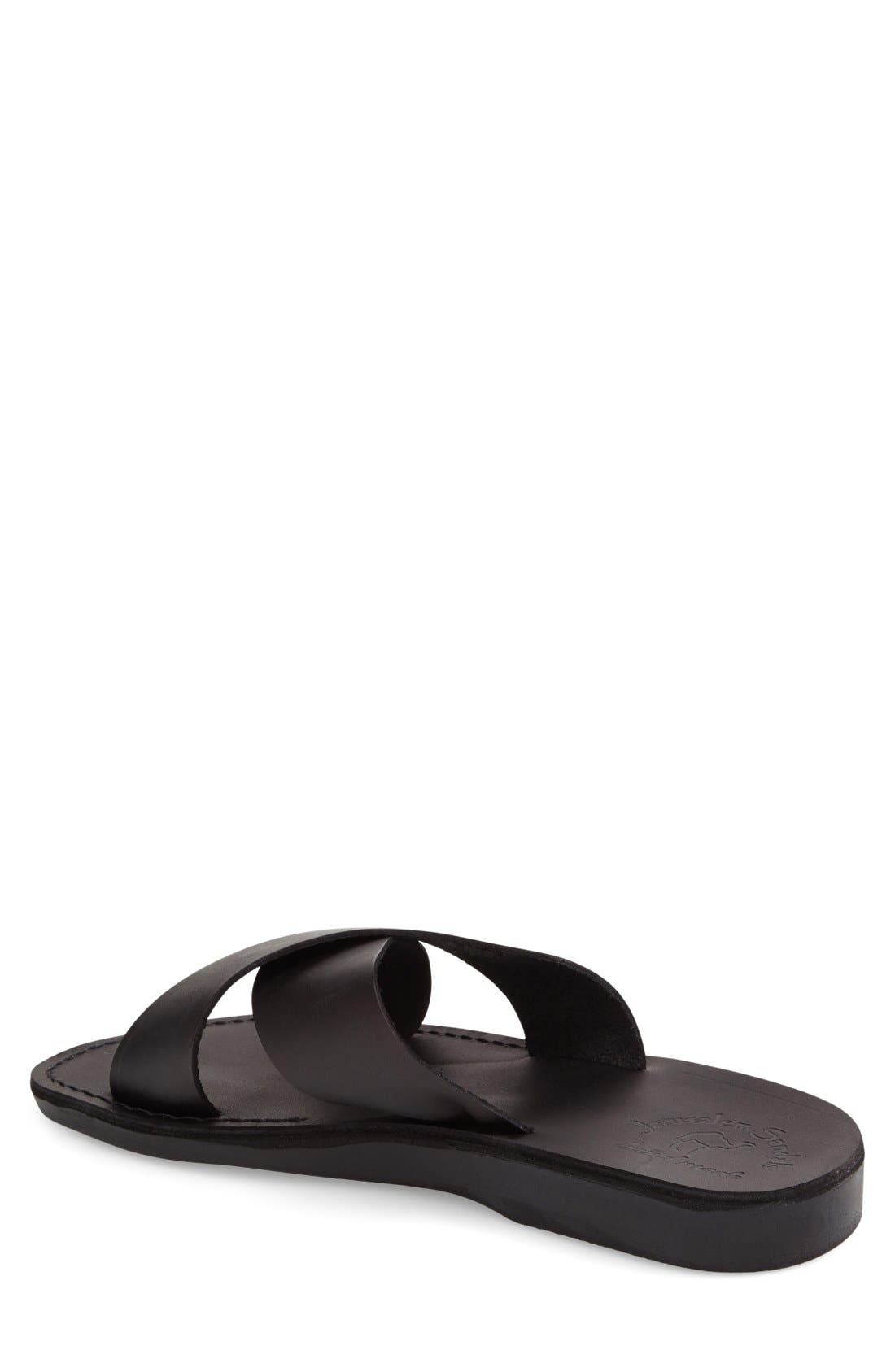 'Elan' Slide Sandal, Alternate, color, BLACK LEATHER
