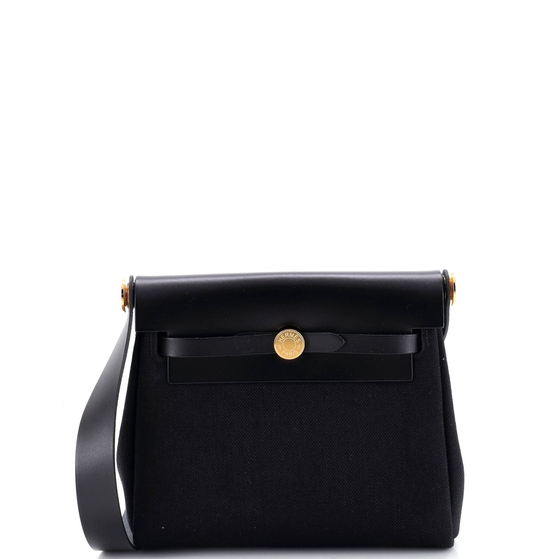 Pre-Owned Hermes Herbag Zip Toile and Leather 20, Main, color, Noir