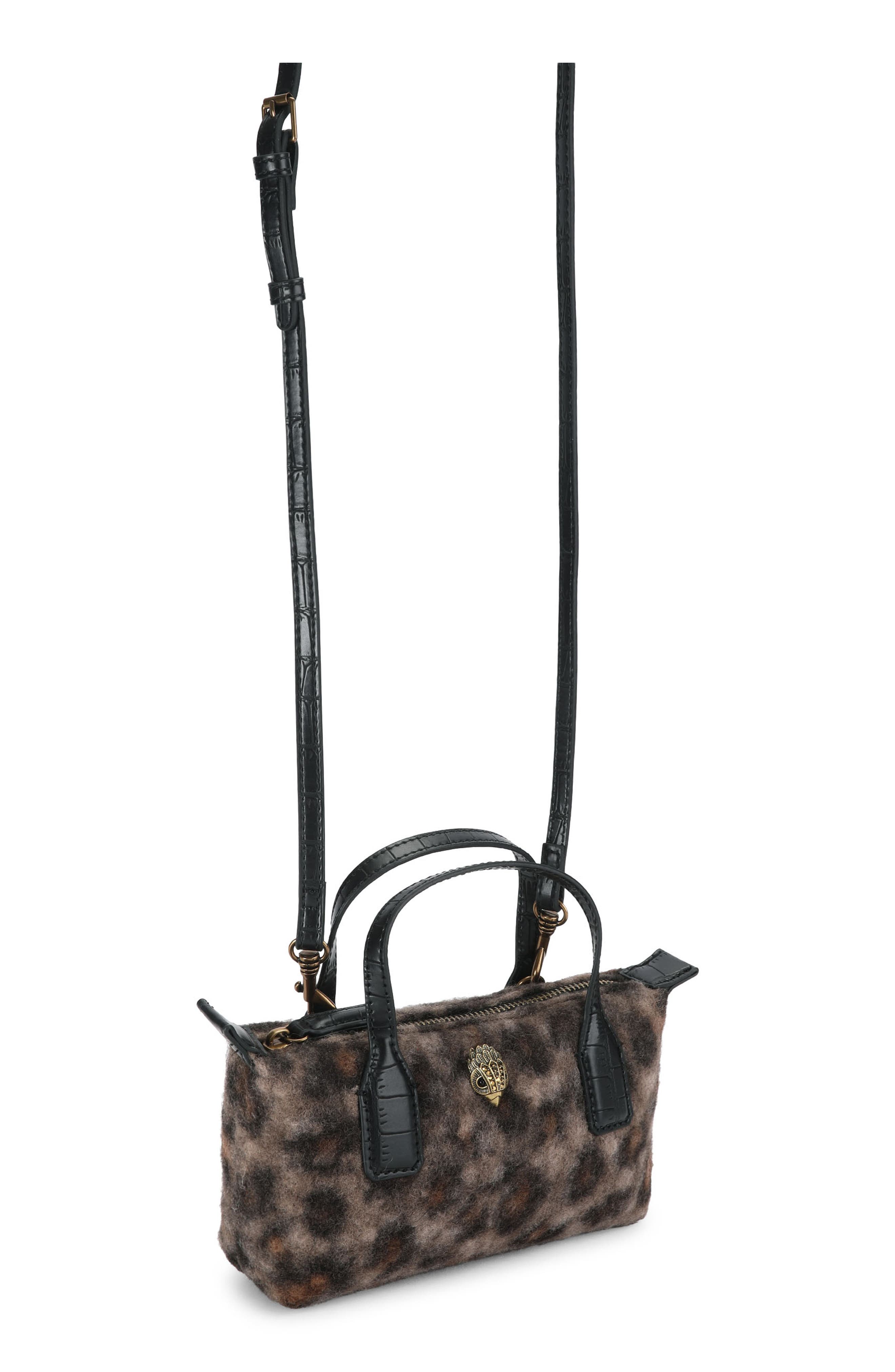 Tiny Sloane Faux Fur Handbag, Alternate, color, MID BROWN