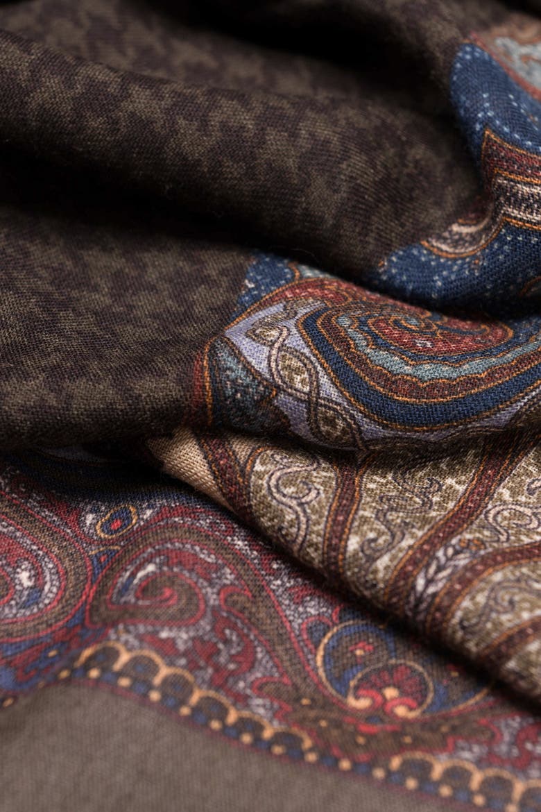 Aosta - Wool Scarf, Alternate, color, Burgundy, Blue and Brown
