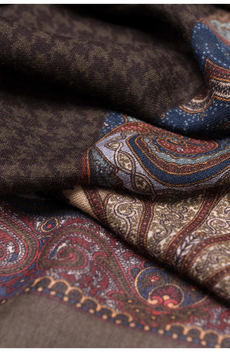 Elizabetta Aosta - Wool Scarf, Alternate, color, Burgundy, Blue And Brown