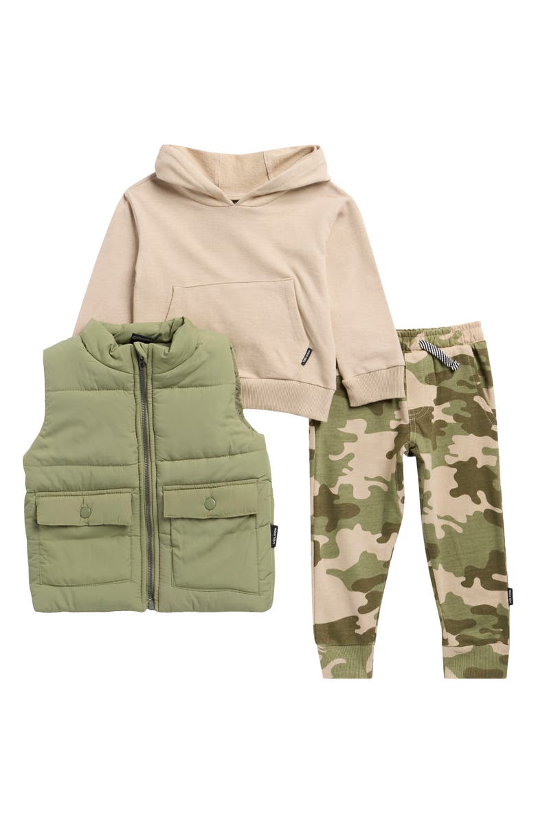 Volcom Kids' Puffer Vest, Hoodie & Joggers Set, Main, color, 