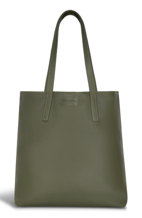 Onyx Leather Vertical Tote