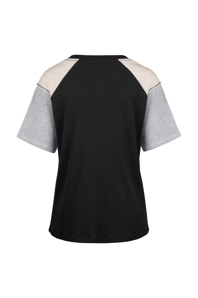 Women's '47 Black LSU Tigers Underline Harvey Colorblock Raglan Henley T-Shirt, Alternate, color, Black
