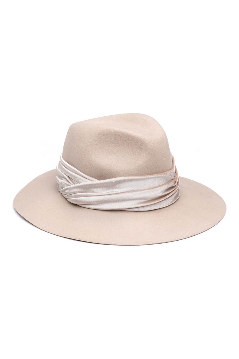 Georgina Wool Felt Fedora, Main, color, NUDE