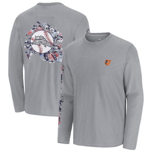 Tommy Bahama Gray Baltimore Orioles Tropic Curveball Lux Long Sleeve T-shirt