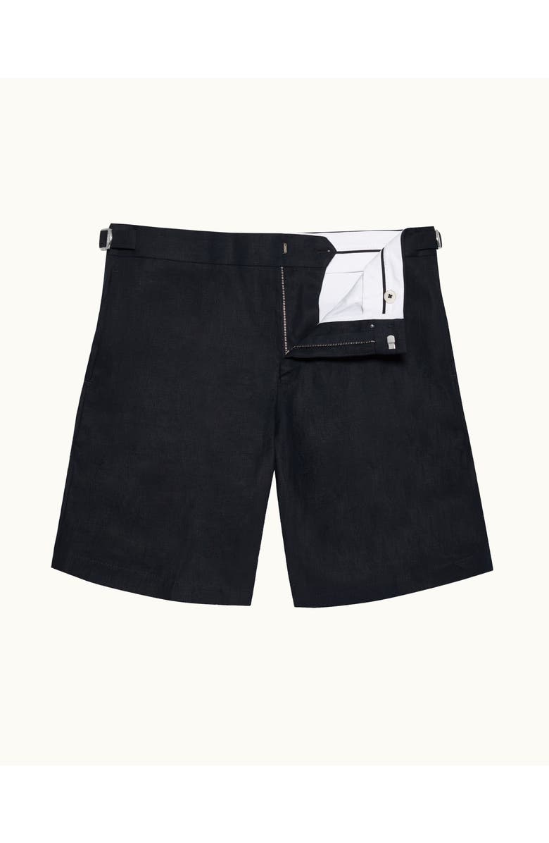 Orlebar Brown Norwich Lino Tailored Fit Smart Italian Linen Shorts, Alternate, color, Night Iris