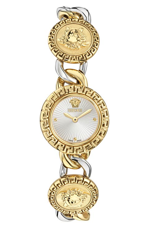 La Greca Stud Icon Two-Tone Bracelet Watch, 28mm