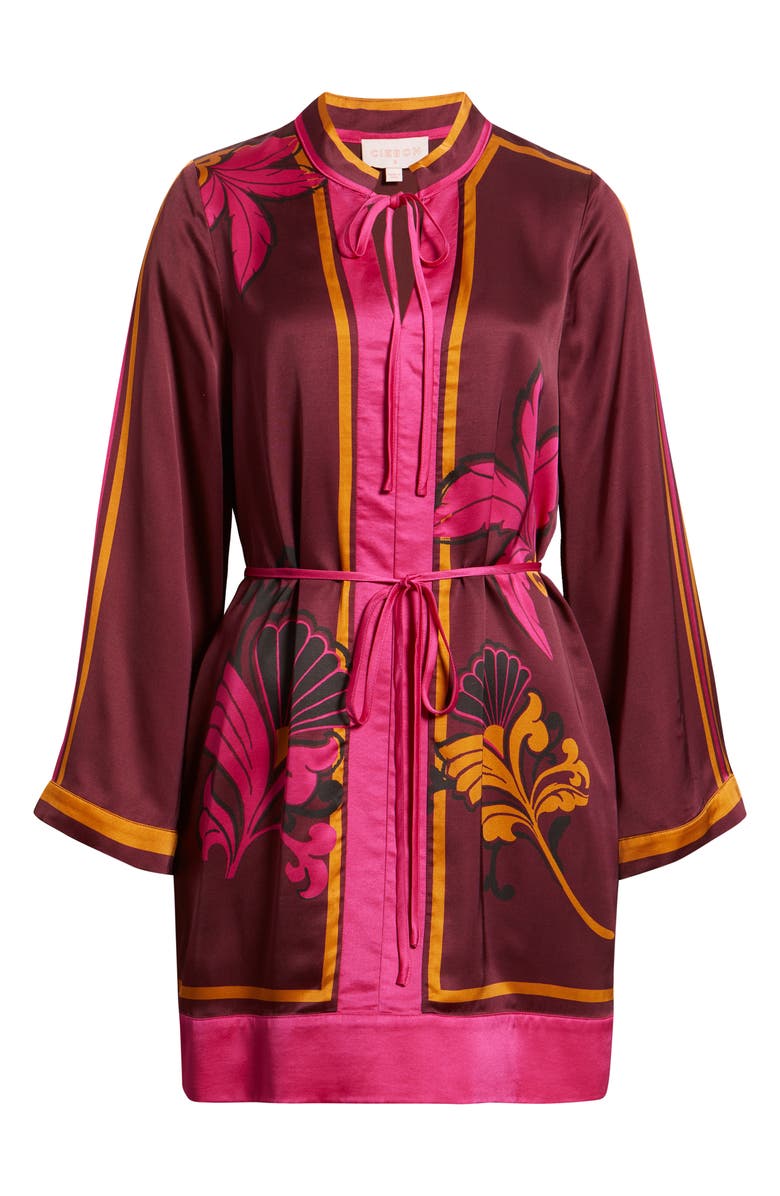 CIEBON Timber Placed Floral Long Sleeve Minidress, Alternate, color, Burgundy Multi