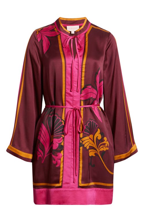 Ciebon Timber Placed Floral Long Sleeve Minidress In Multi