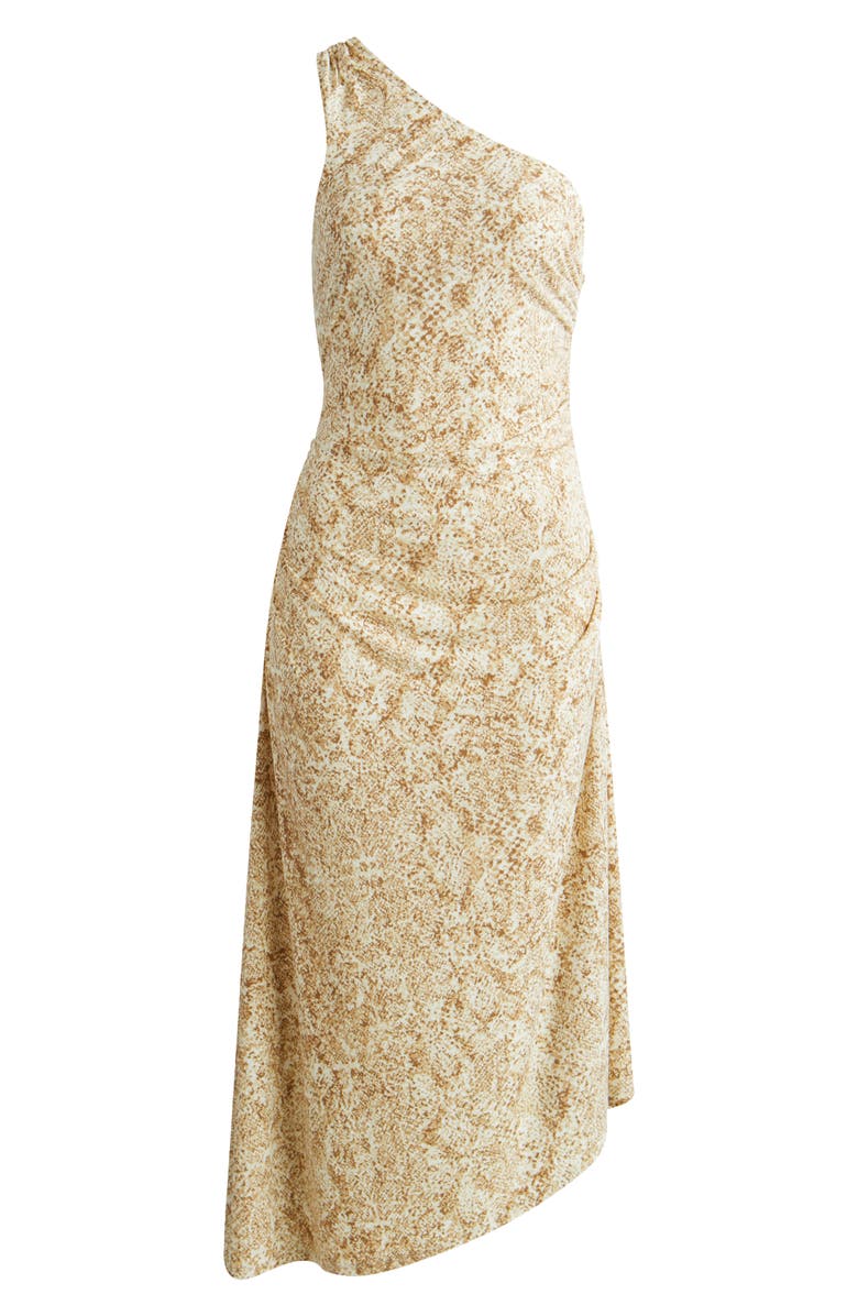 Tommy Bahama Playa Python Print Asymmetric One-Shoulder Midi Dress, Alternate, color, Travertine