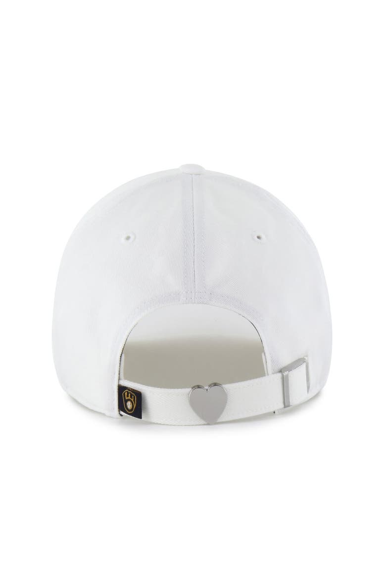 Women's '47 White Milwaukee Brewers Trendy Script Clean Up Adjustable Hat, Alternate, color, White