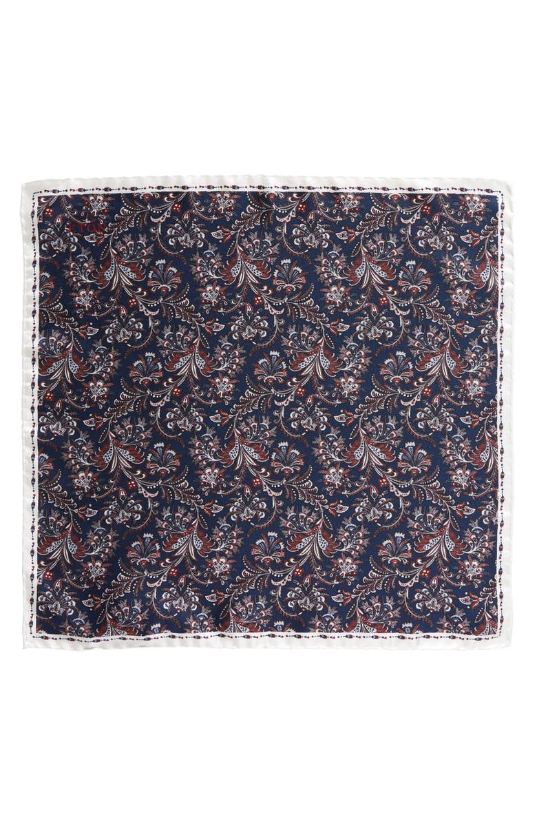 Eton Paisley Silk Pocket Square, Alternate, color,