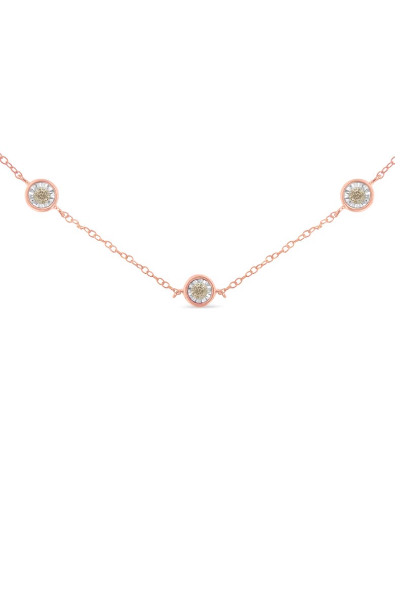 Silver 1/2 Cttw Diamond Station Necklace, Alternate, color, Rose Gold over Silver