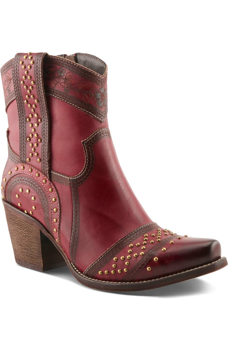 L'Artiste by Spring Step Saddleup Western Boot, Main, color, Dark Red Multi