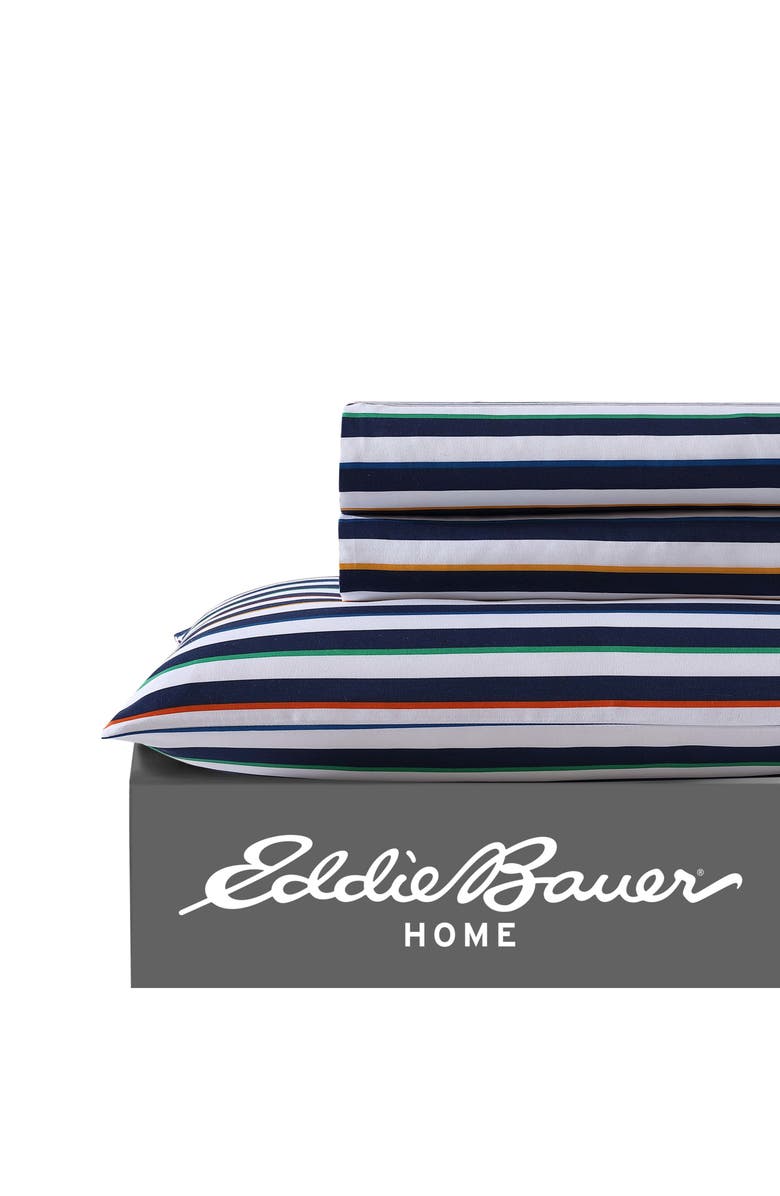 Eddie Bauer Stripe Games Sheet Set, Alternate, color, Dark Blue
