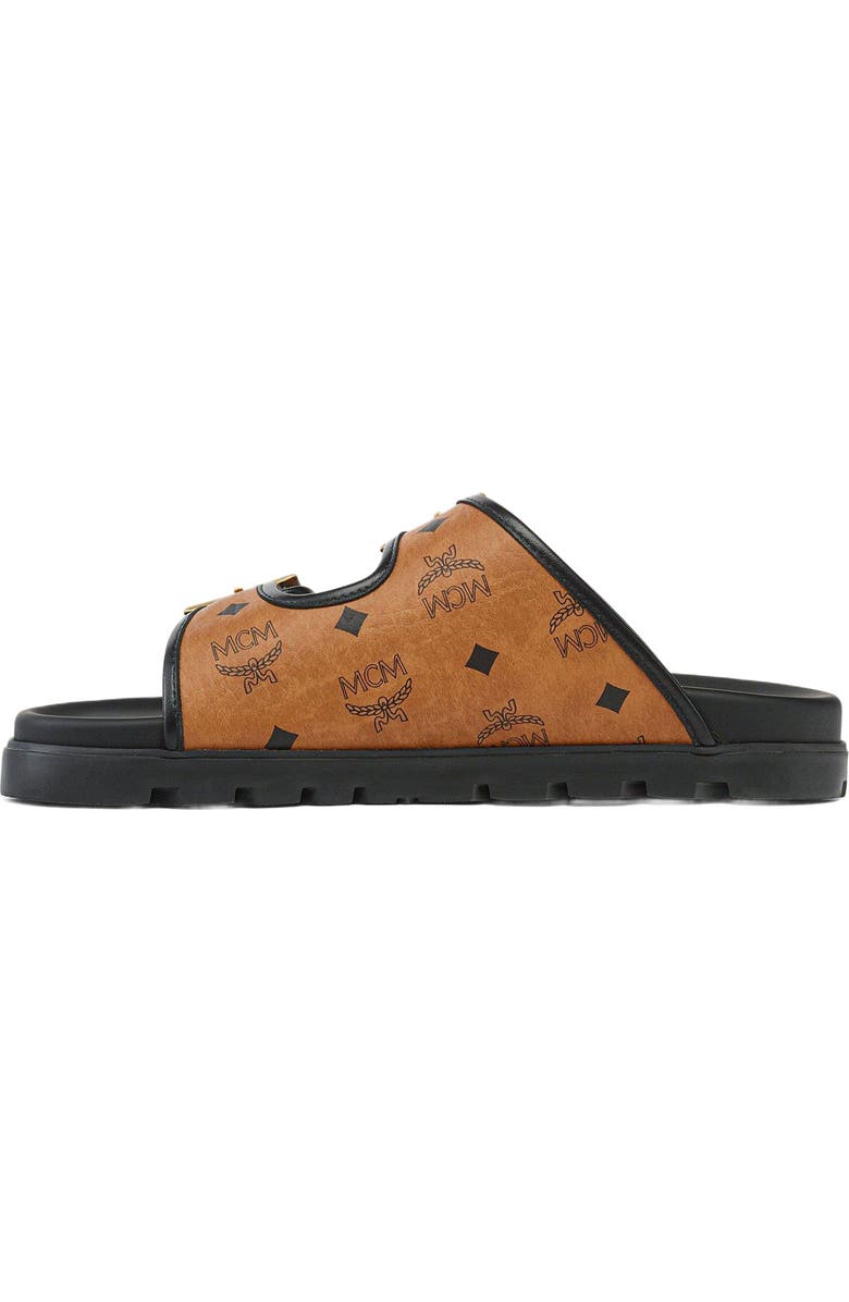 MCM Sandals in Visetos, Alternate, color, Cognac