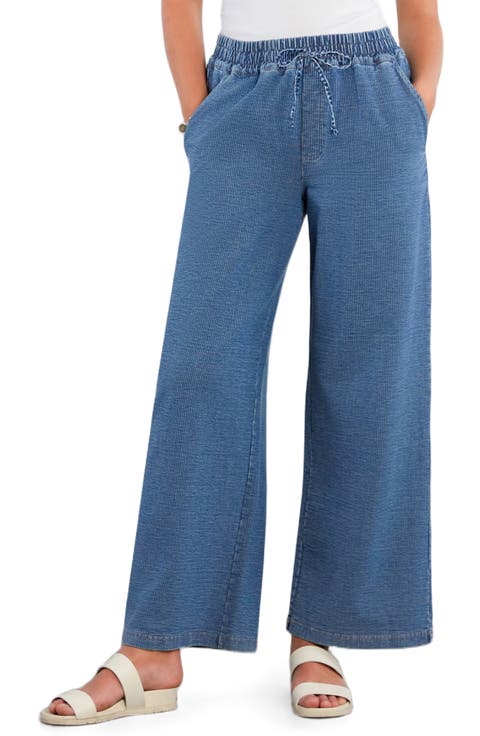 Pull-On Wide Leg Knit Jeans