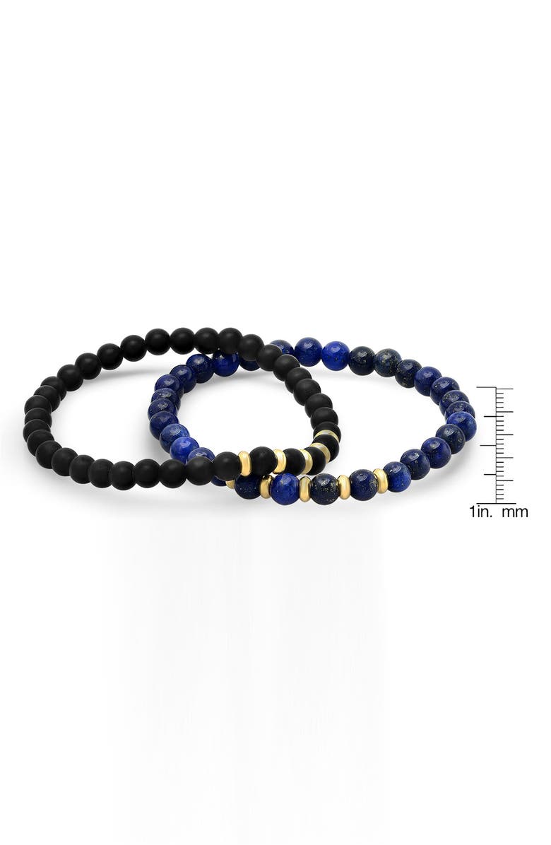 HMY JEWELRY Stainless Steel Black Lava & Blue Beaded Bracelet - Set of 2, Alternate, color, 