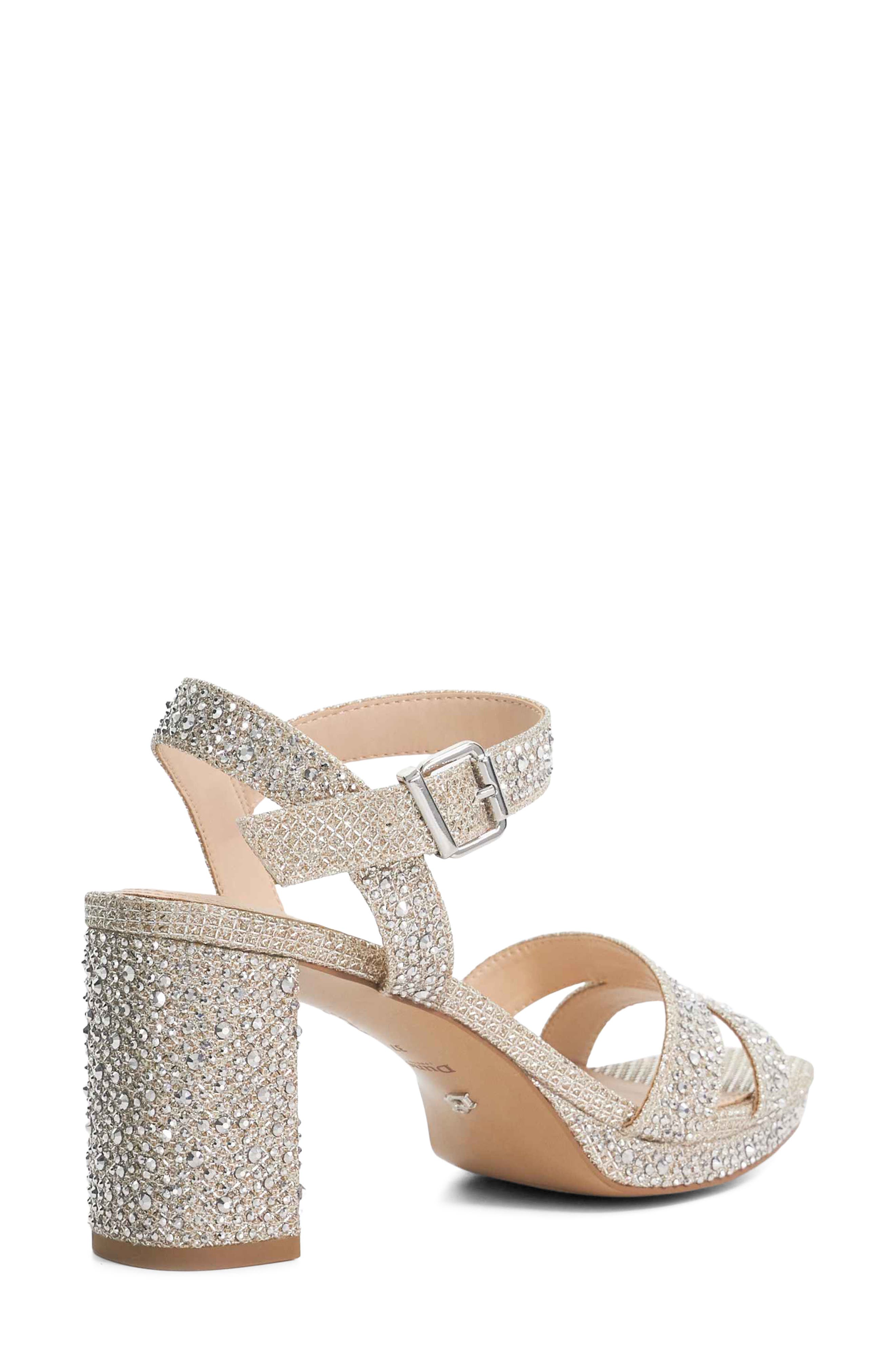 Dune London Manifesting Platform Sandal, Alternate, color, Gold Rhinestones
