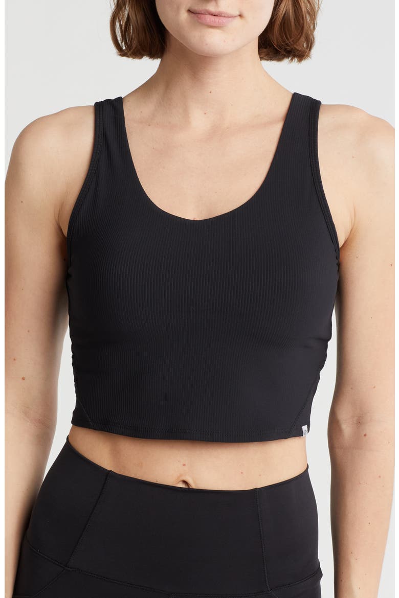 Cate Ribbed Longline Sports Bra, Main, color, BLACK