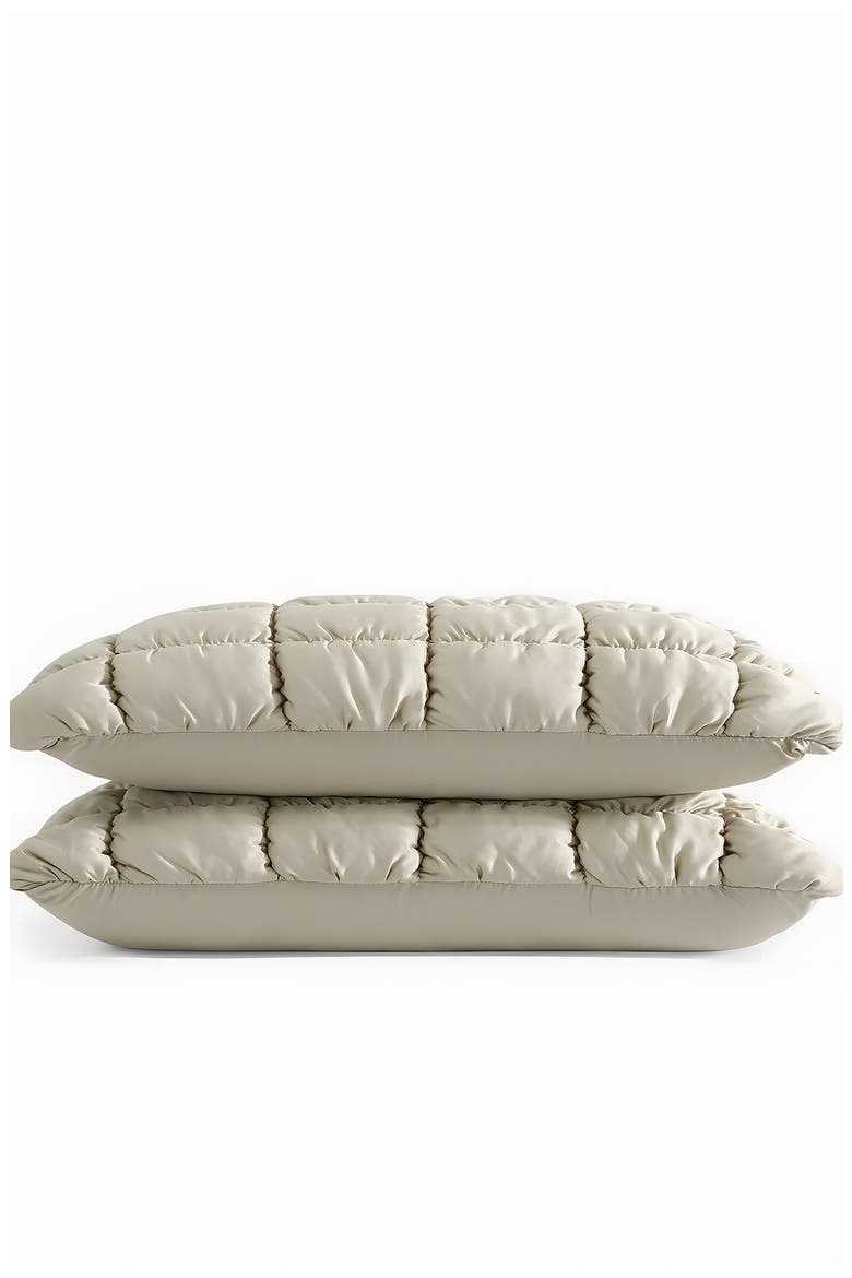 Puff Squares Set of 2 Pillow Shams, Alternate, color, SANDSTONE