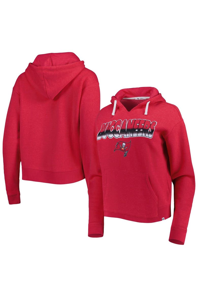 Women's '47 Red Tampa Bay Buccaneers Color Rise Kennedy Notch Neck Pullover Hoodie, Main, color, Red