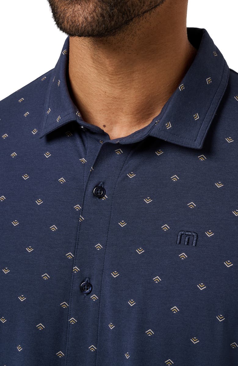 TravisMathew Comfortknit Geo Short Sleeve Button-Up Shirt, Alternate, color, Total Eclipse