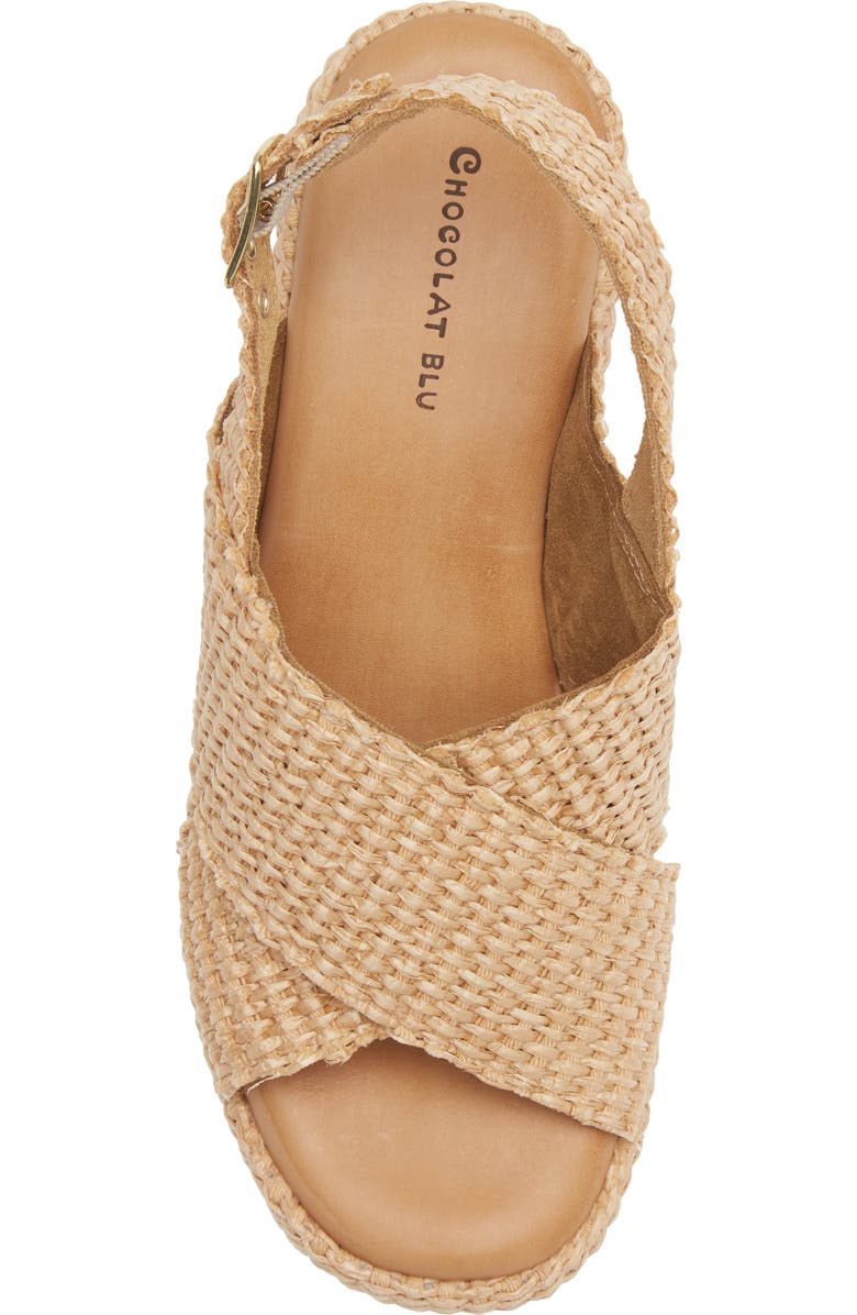 Chocolat Blu Jacen Slingback Wedge Platform Sandal, Alternate, color, Natural Raffia