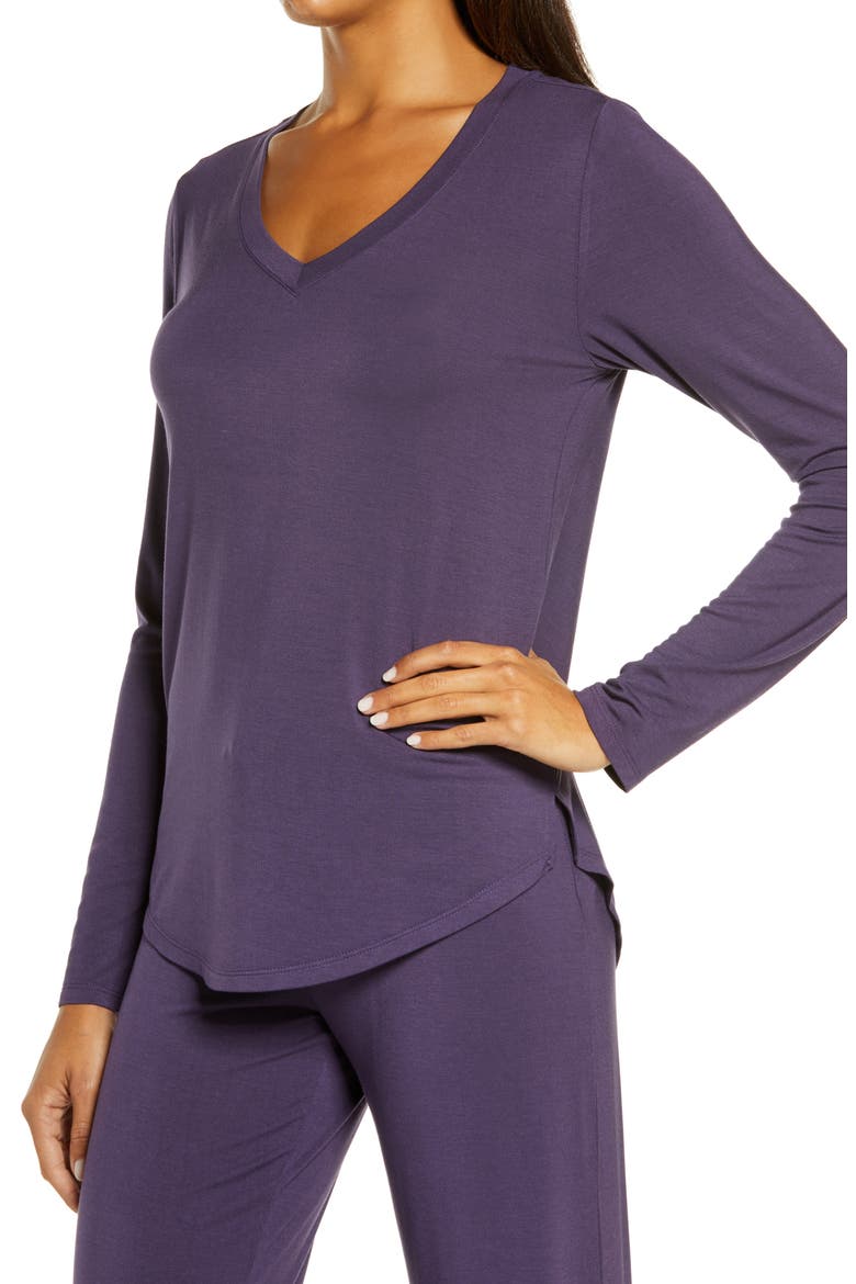Moonlight V-Neck Long Sleeve Pajama Top, Alternate, color, PURPLE VELVET