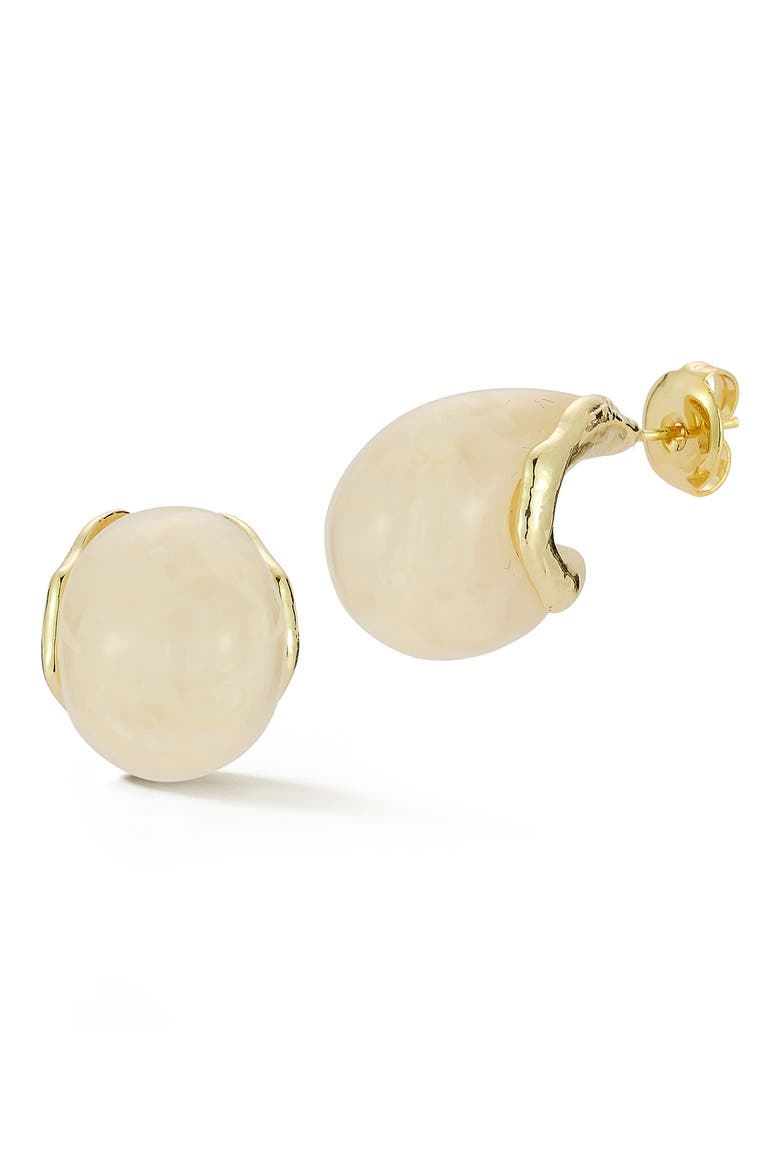 Resin Hoop Earrings, Main, color, GOLD/WHITE