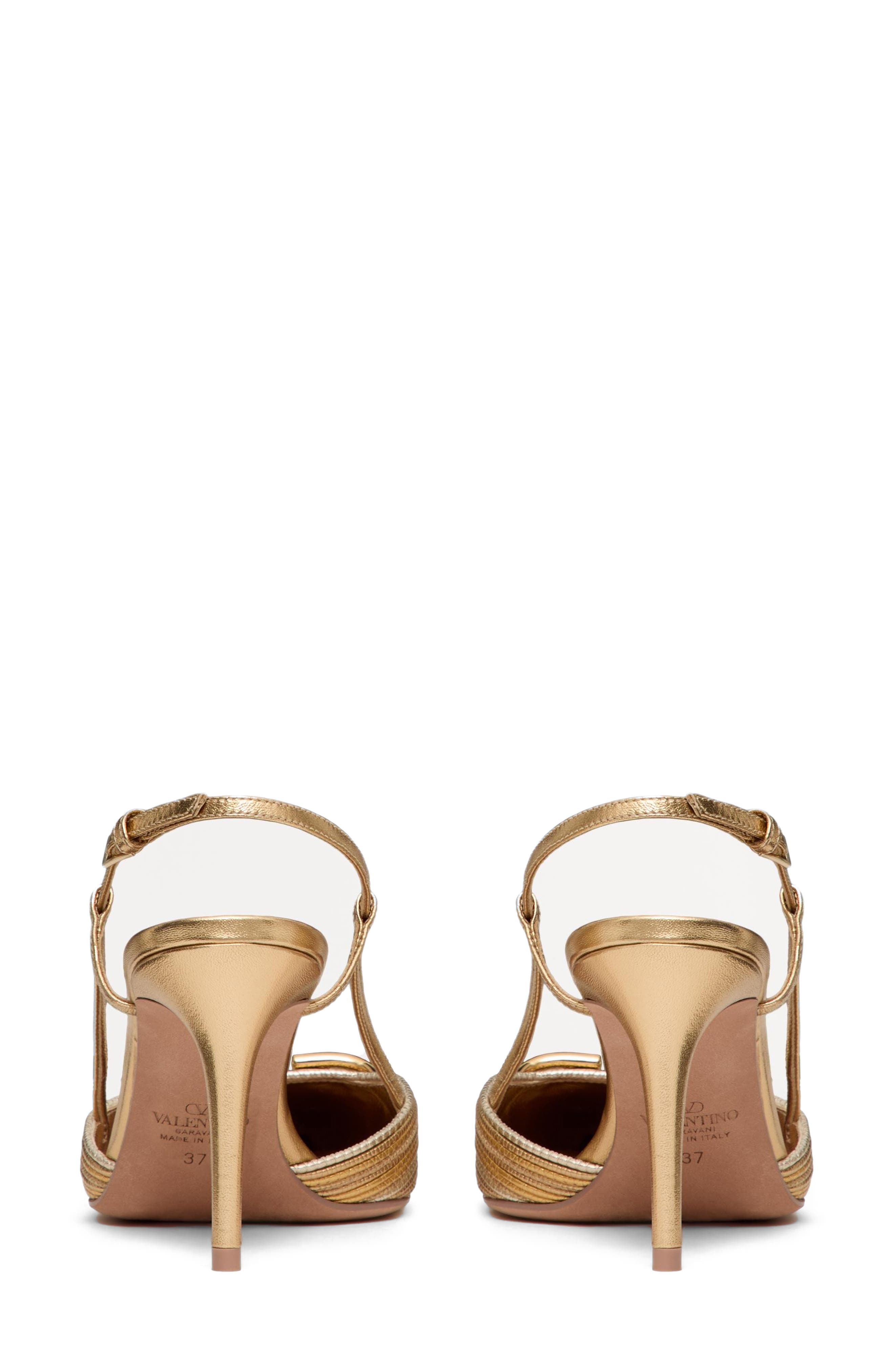 Valentino Garavani VLOGO Signature Metallic Slingback Pump, Alternate, color, Gold