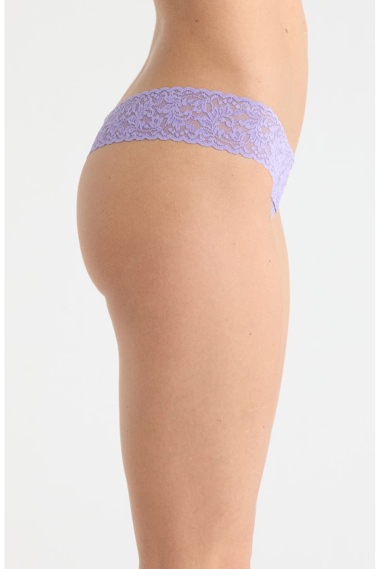 Signature Lace Low Rise Thong, Alternate, color, LOVE POTION PURPLE