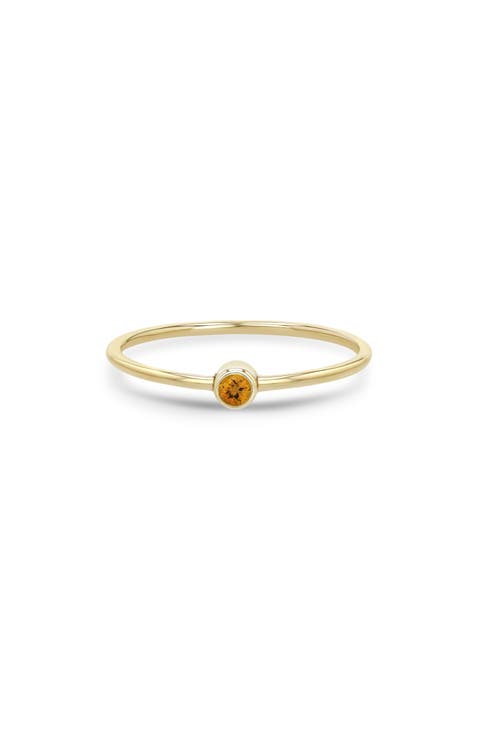 14K Gold Bezel Birthstone Stacking Ring