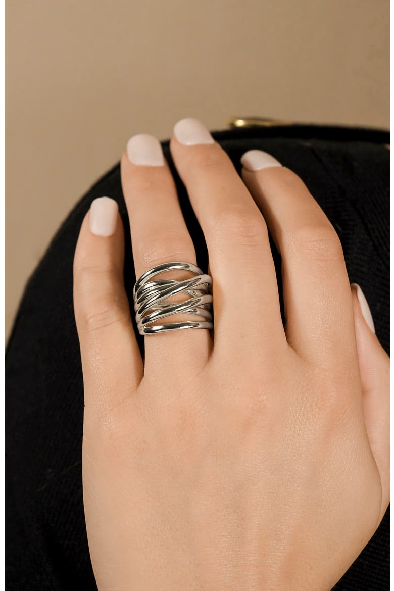 Rebecca Layered Band Ring, Alternate, color, SILVER