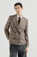 Brunello Cucinelli Alpaca and wool Prince of Wales blazer with monili