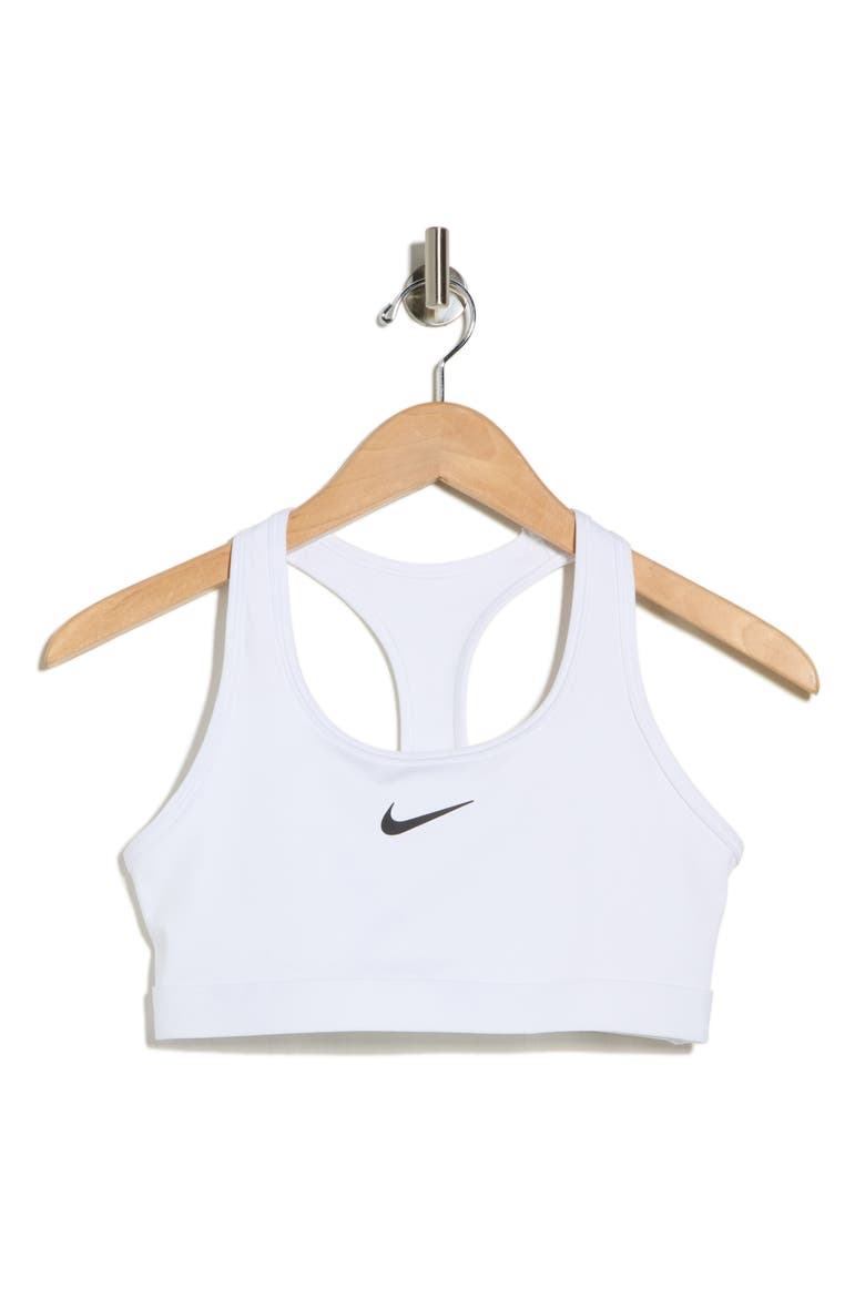 Swoosh Medium Support Dri-FIT Unpadded Sports Bra, Alternate, color, WHITE/ BLACK