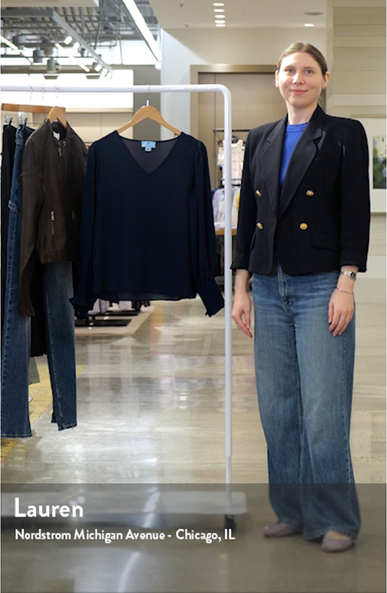 Smocked Cuff V-Neck Top, sales video thumbnail