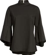 Pleione Ruffle Sleeve Poplin Shirt