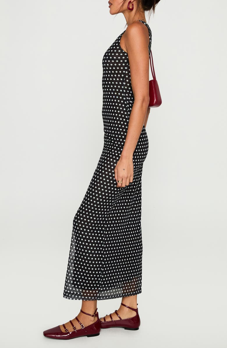 Princess Polly Top of Mind Polka Dot Mesh Maxi Dress, Alternate, color, Black