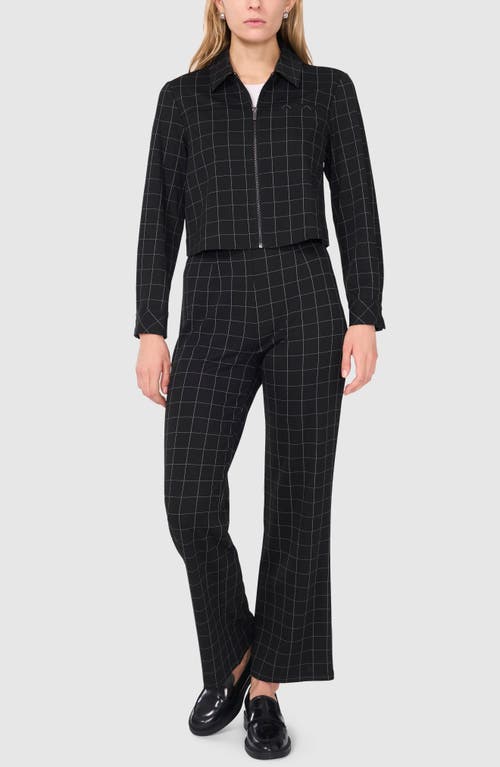 Halogenr Halogen(r) Windowpane Check Crop Zip-up Jacket In Rich Black
