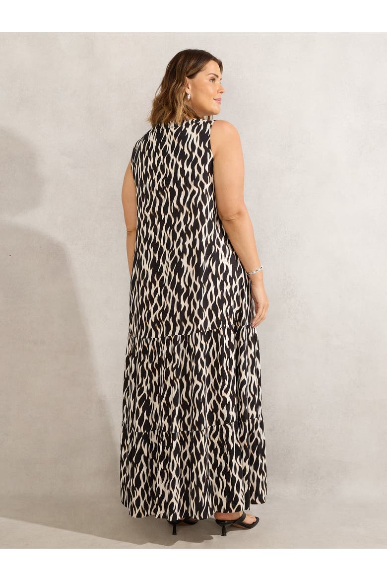 Mono Print V-Neck Maxi Dress, Alternate, color, Black