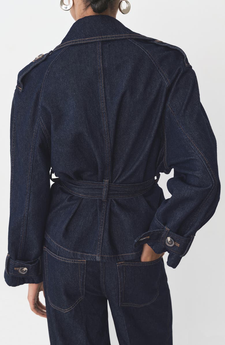 MANGO Denim Crop Trench Jacket, Alternate, color,