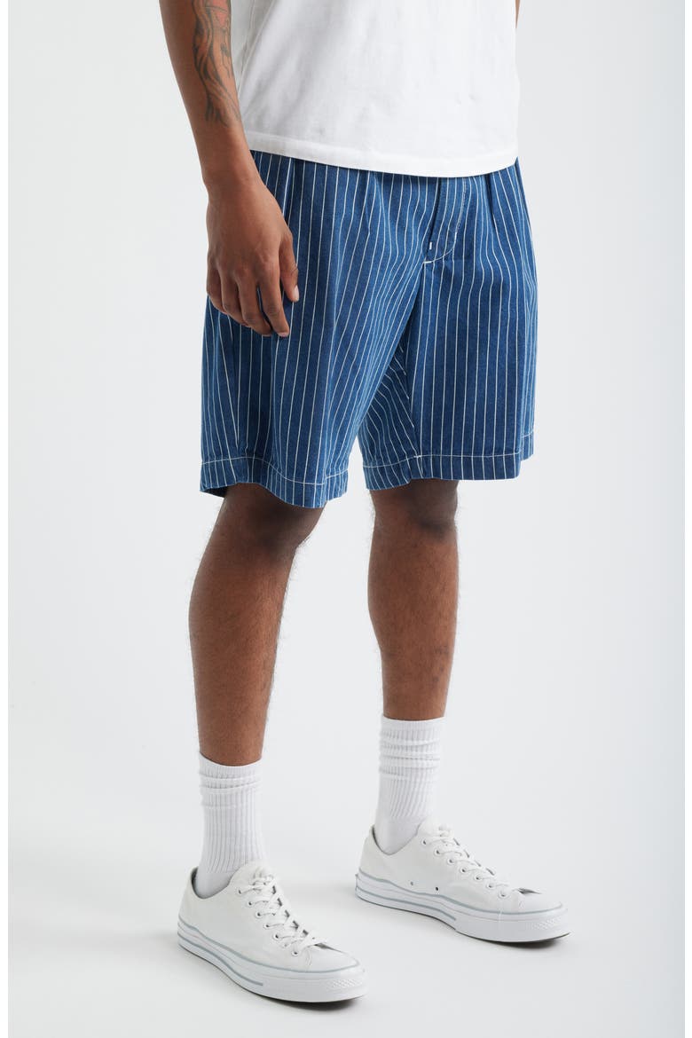 Part Timer Organic Cotton Pinstripe Shorts, Alternate, color, NAVY STRIPE